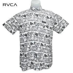 RVCA‎ Men's Medium Black/White/Gray Tropical Print Short Sleeve Button Up Shirt